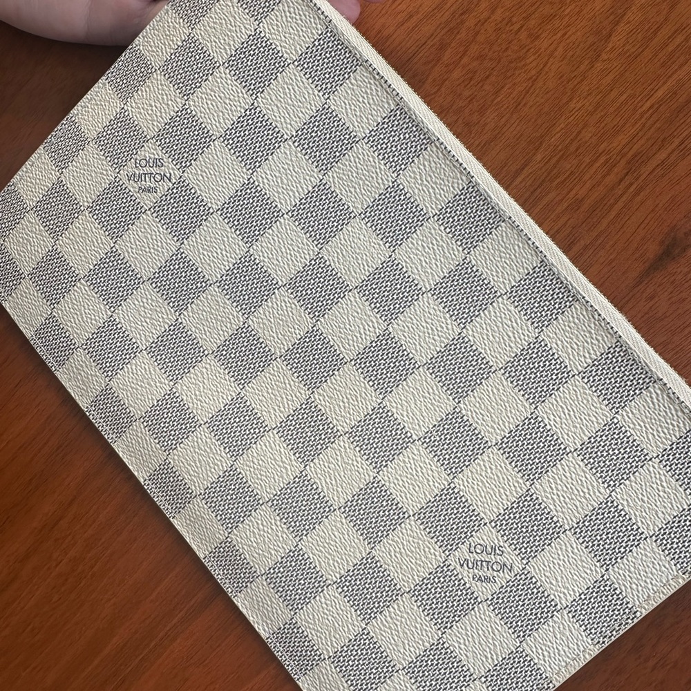 Authentic Damier Azur Louis Vuitton Beige and White Clutch